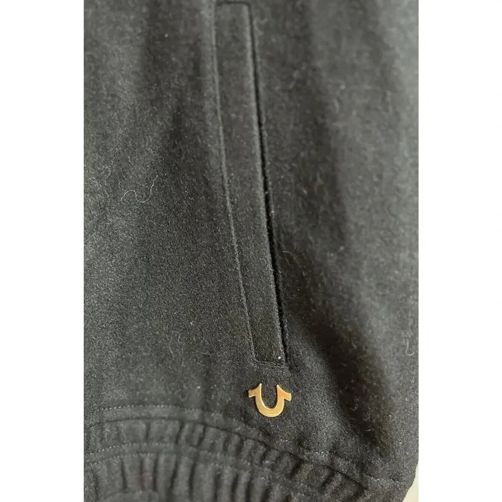 True Religion Fashion Varsity Bomber Jacket Black/Gold Size Large Style 103121